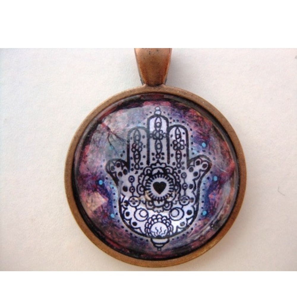 Yoga Necklace:  Hamsa on Mandala Necklace (017)
